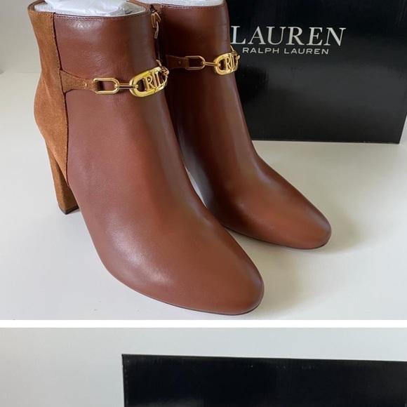 NIB Ralph Lauren Meredith Bootie Leather in Deep Saddle Tan /Whiskey - Picture 5 of 5